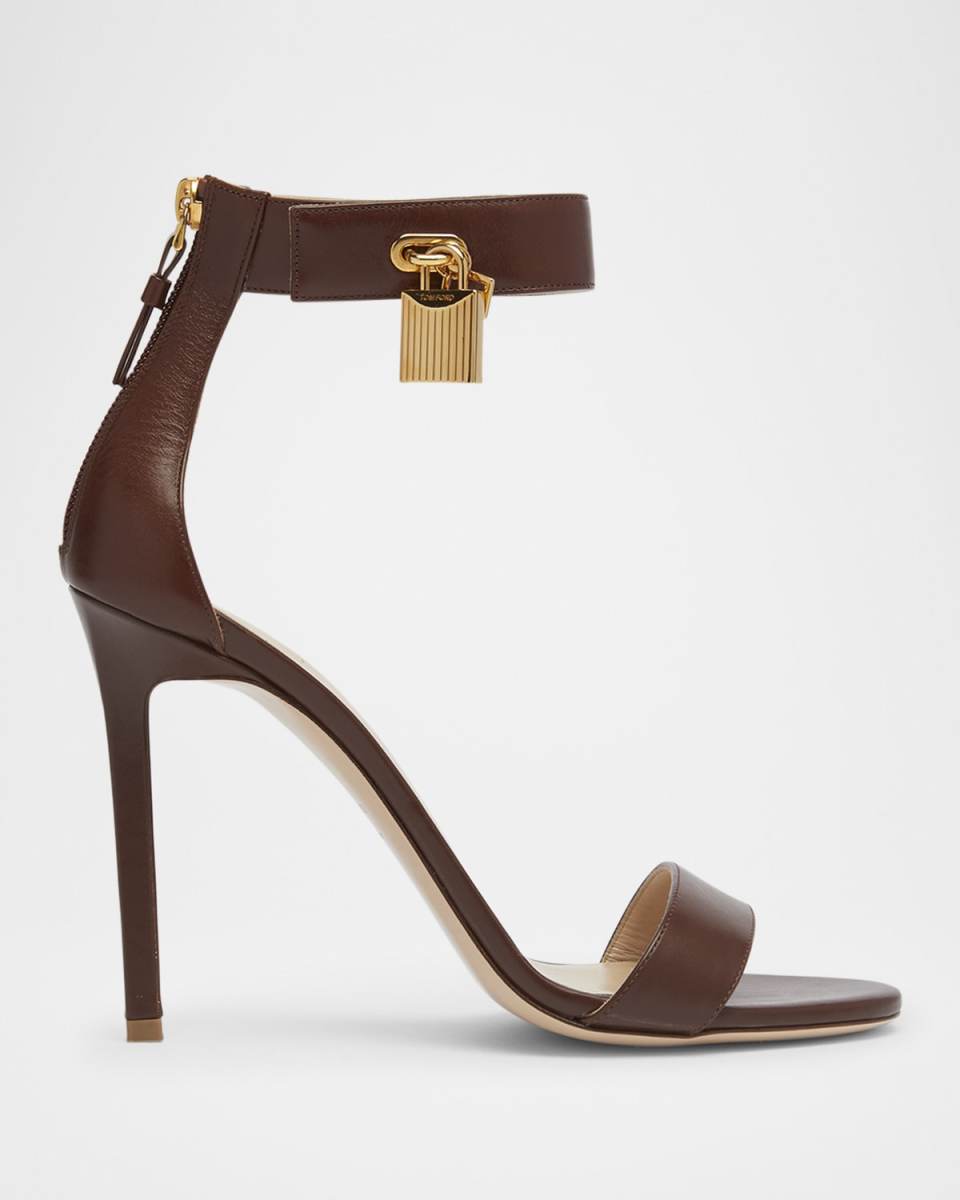 Leather Stiletto Sandals with Padlock
